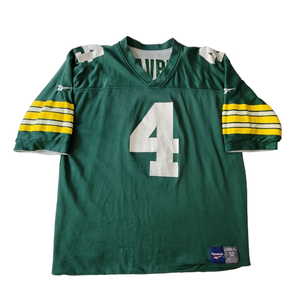 VTG Reebok Green Bay Packers Brett Favre 4 Reversible Jersey Mens 52 White Green